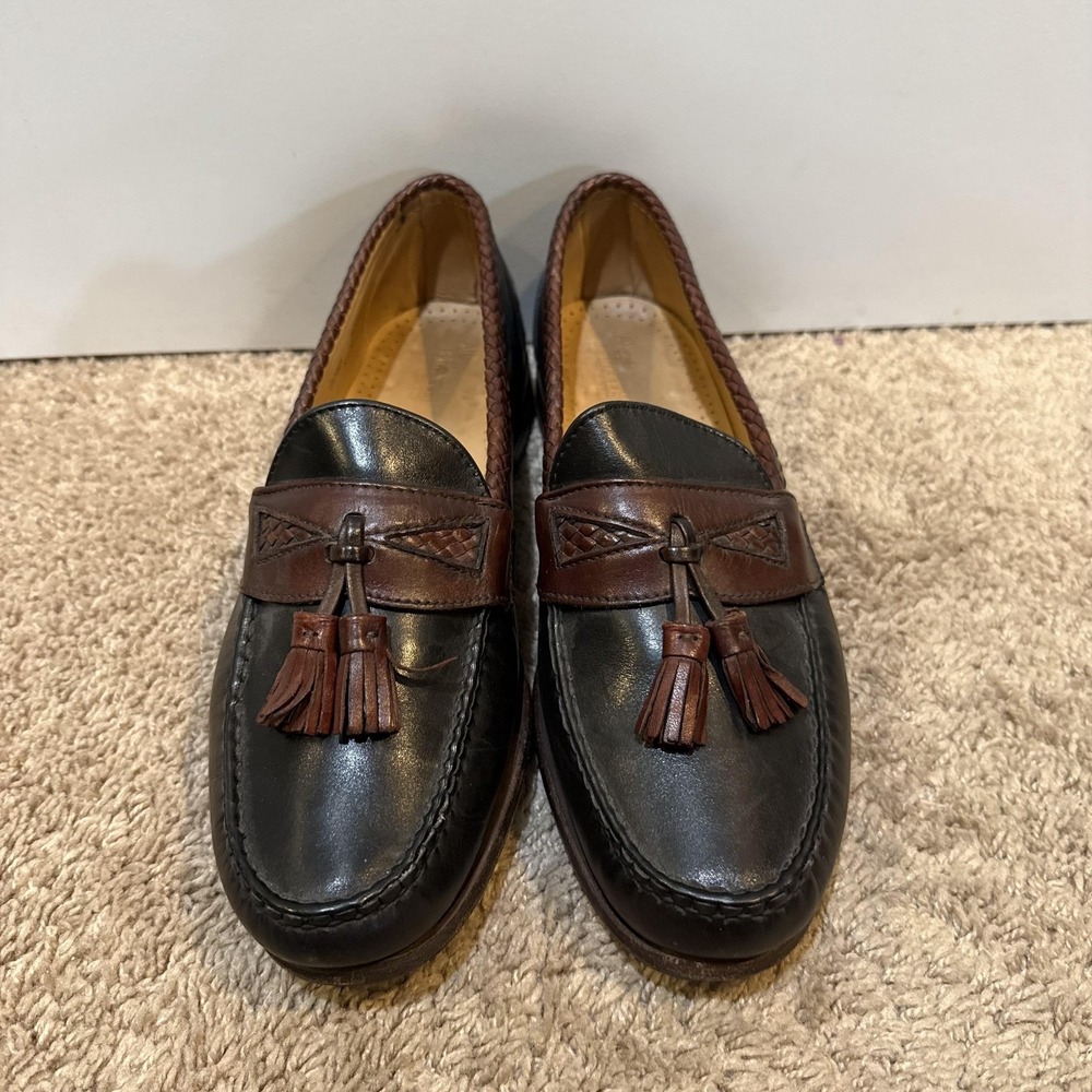 Allen Edmonds Loafers Mens Size 10.5 D Black Brown Maxfield Tassel Leather - Picture 2 of 11